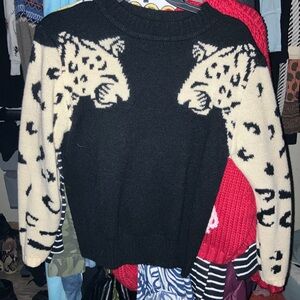 Leopard Print Black and Cream Sweater
